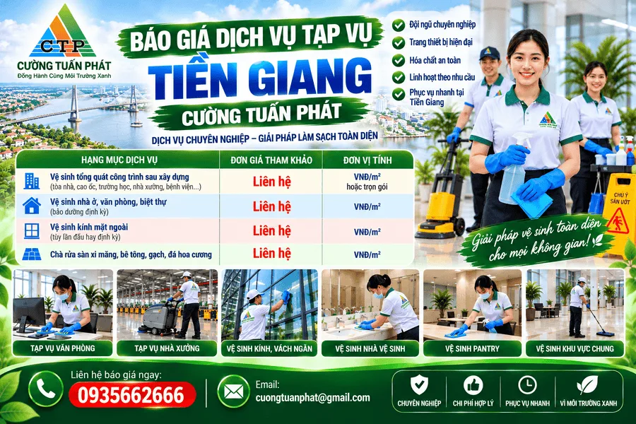 Báo Giá Dịch Vụ Tạp Vụ Tiền Giang